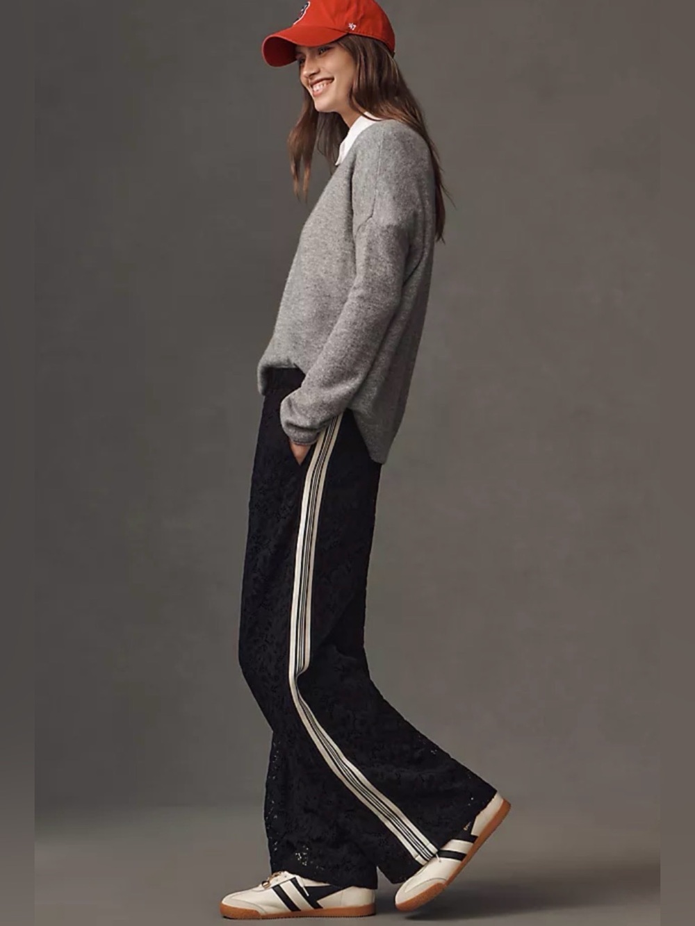 Anthropologie Maeve Brooklin Black Lace Striped Track Pants XS